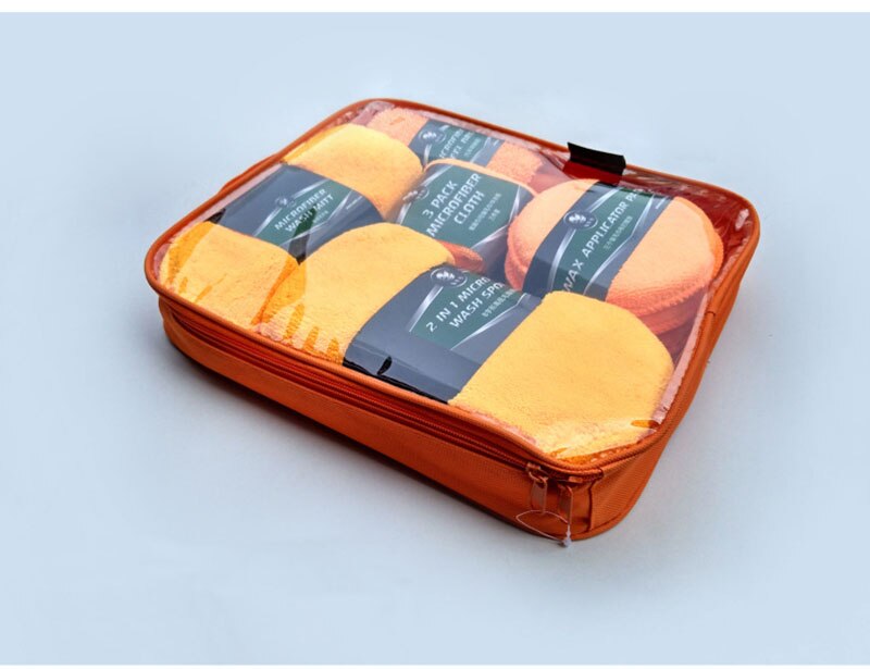 9pcs Juego herramienta de ventana vidrio auto película raspador lavado de autos Kit de limpieza Suministros Toalla de microfibra Detallado Cepillo de rueda de coche Cera Esponja Combinación de herramientas de limpieza: Naranja