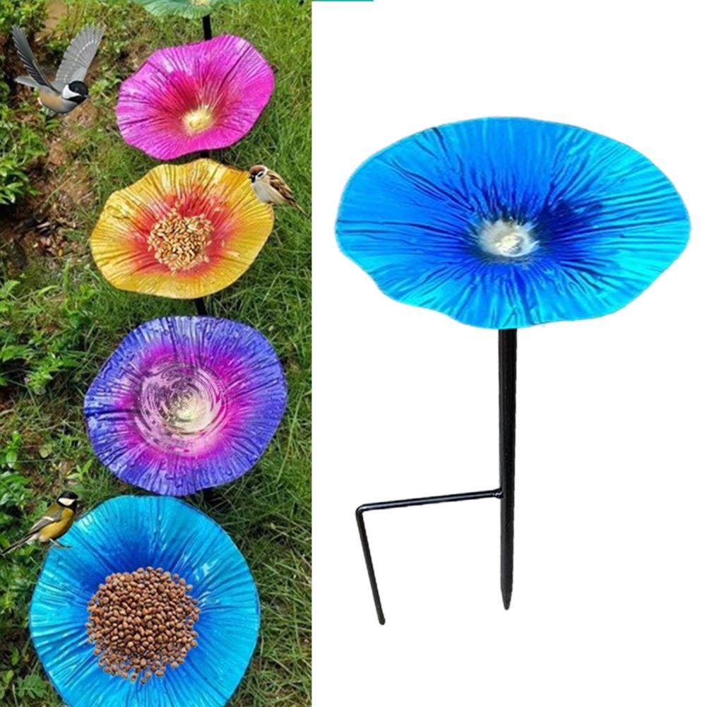 Fácil de instalar alimentador de pássaros quintal alimentador de pássaros de metal estaca para jardim ao ar livre pátio rega resistente para pássaros