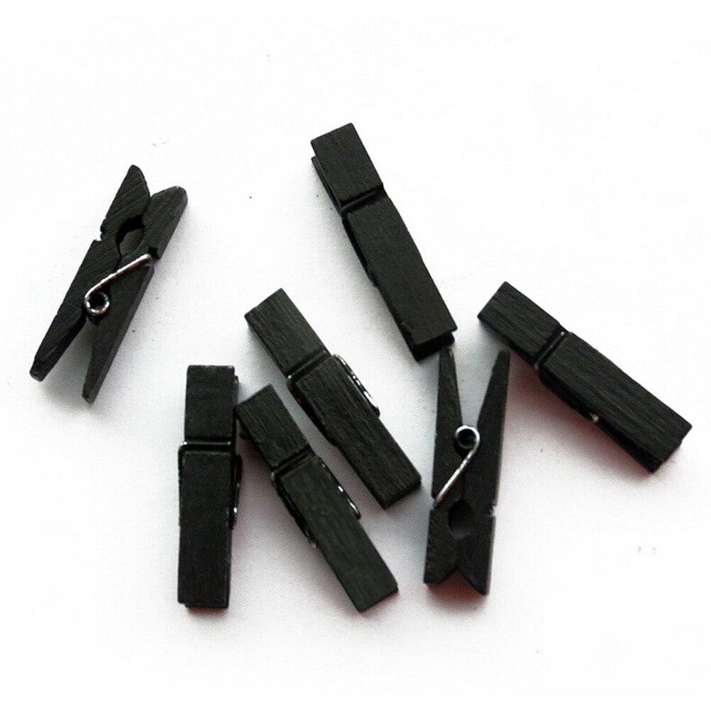 20Pcs Kleine Mine Size 35Mm Mini Natuurlijke Houten Clips Voor Foto Clips Wasknijper Craft Decoratie Clips Pinnen: Black
