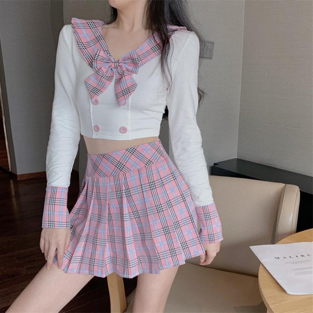 Uniforme de Escuela Japonesa para niñas, Tops de Sailor + falda Estilo marinero, ropa para estudiantes, de talla grande, Lala, ropa de animadora