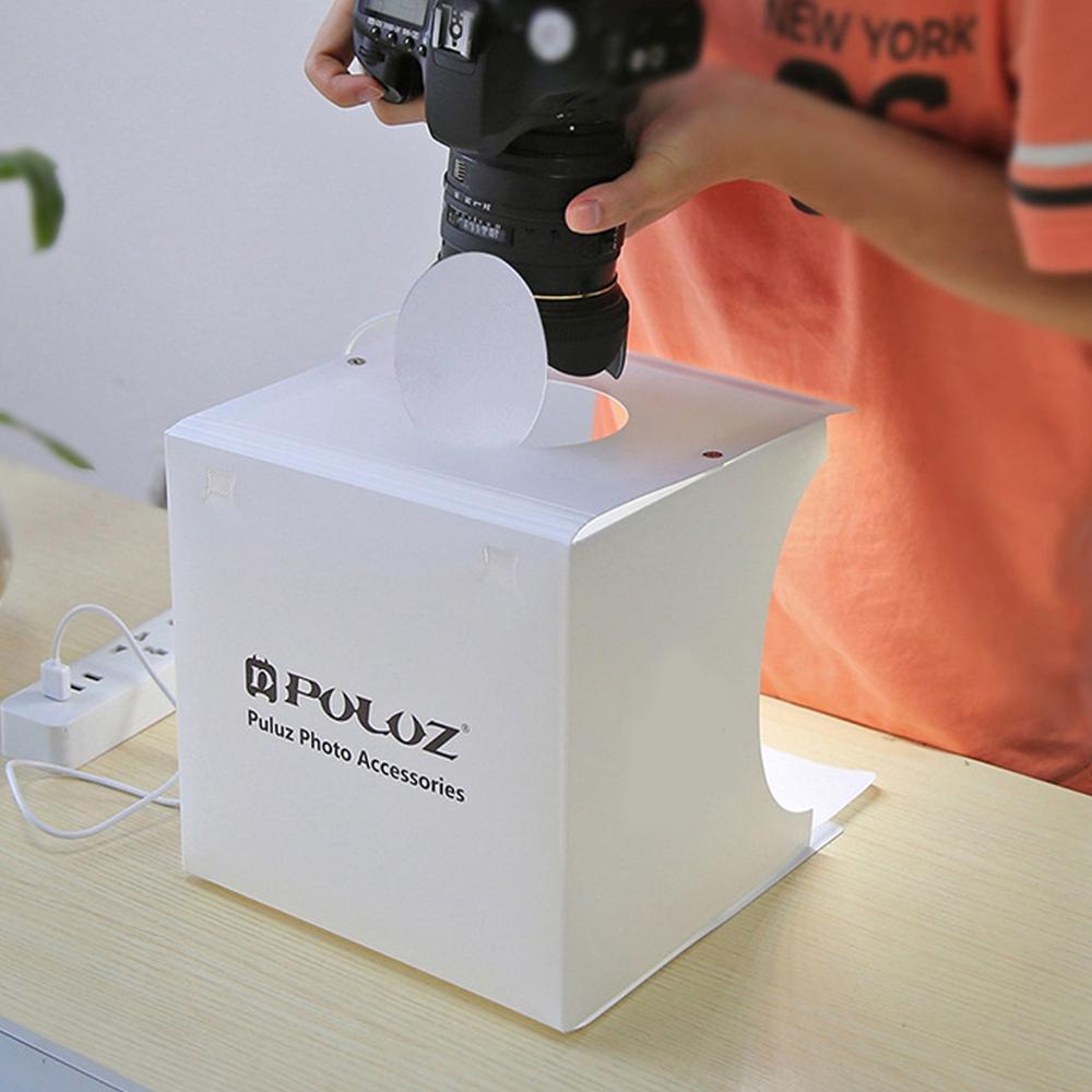 Gosear 20x20 CM portátil plegable Softbox LED estudio fotográfico fotografía caja de luz tienda 6 uds telones de fondo