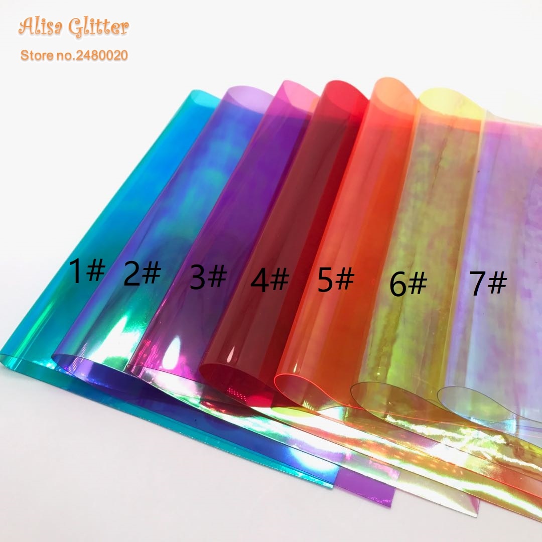 1PCS A4 SIZE 21X29cm Alisa Glitter Transparent Vinyl Fabric Iridescent PVC Clear PVC For DIY K60