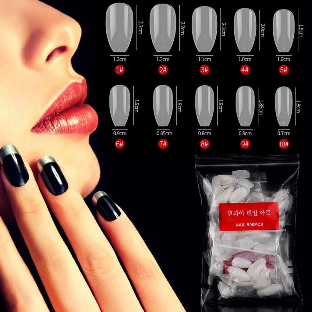 Plissé sans trace pointe d'ongle pleine bâton Version courte de gouttelette pointe faux ongles Transparent Nail Art décoration: Default Title
