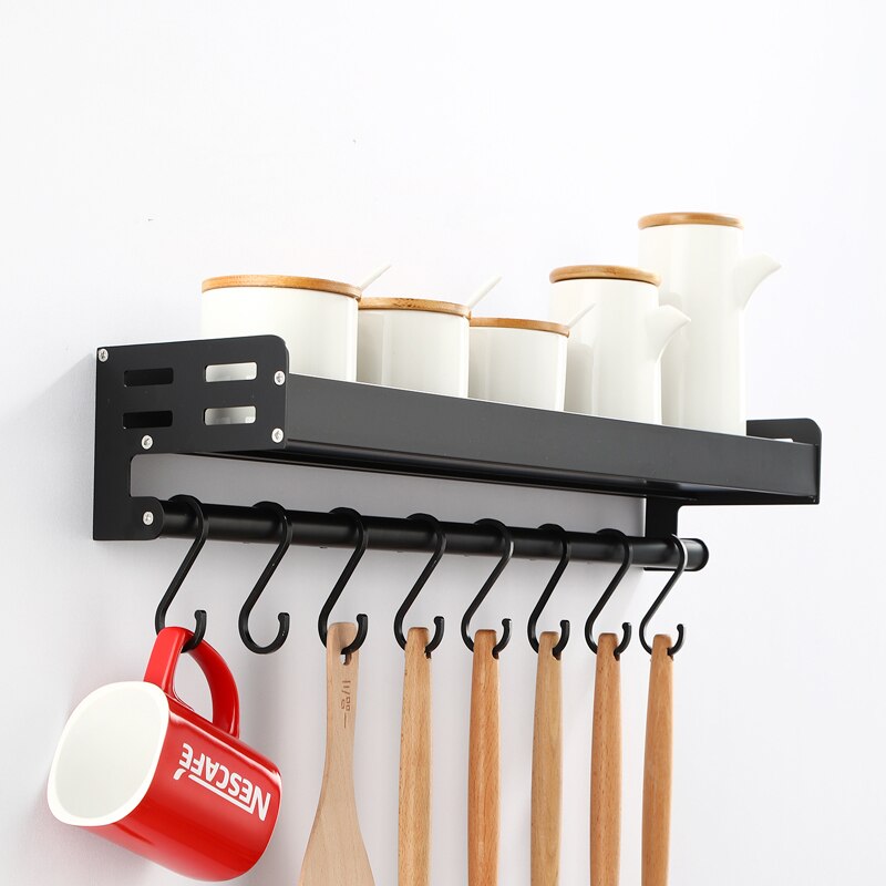 Crochet de rangement pour épices, étagère de cuisine, étagère murale, crochet de rangement pour ustensiles en aluminium, accessoires d&#39;organisation à domicile