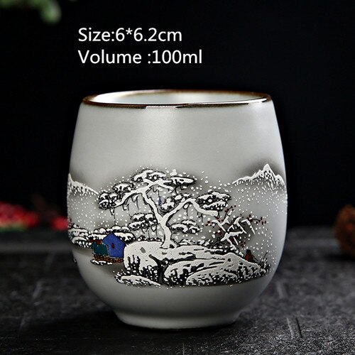 100Ml Uw Oven Keramische Retro Thee Cup Porselein Theekopje Handgeschilderd Thee Kom Ceremony Accessoires Home Decor: E