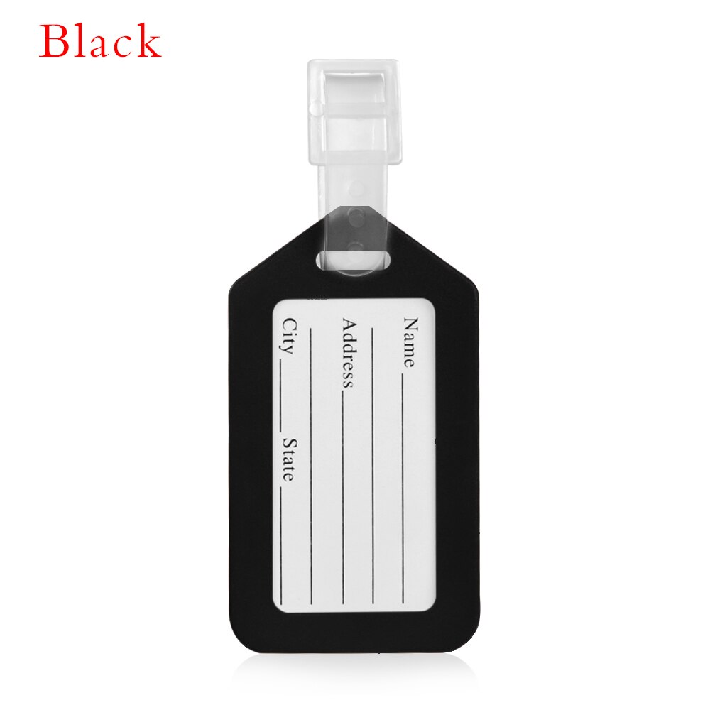 1 Uds. porta Dirección de identificación para maletas de viaje, etiqueta de equipaje de plástico, etiqueta de equipaje, etiqueta portátil, accesorios de viaje para hombres y mujeres: Black