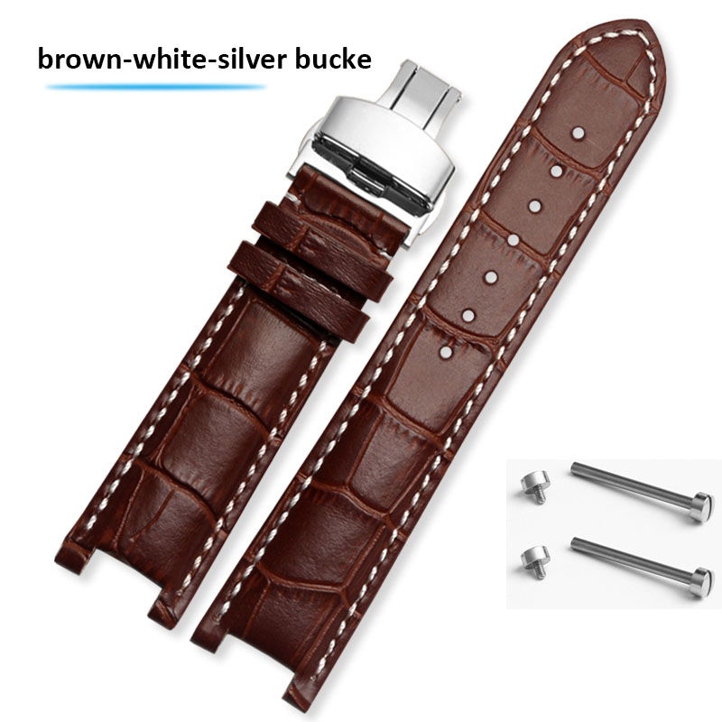 Bracelet de montre en cuir cranté 20*11mm 22*13mm pour GC Guess Passa véritable Lleathe chaîne de montre étanche hommes femmes: MAUVE FUMEUX / 18mm