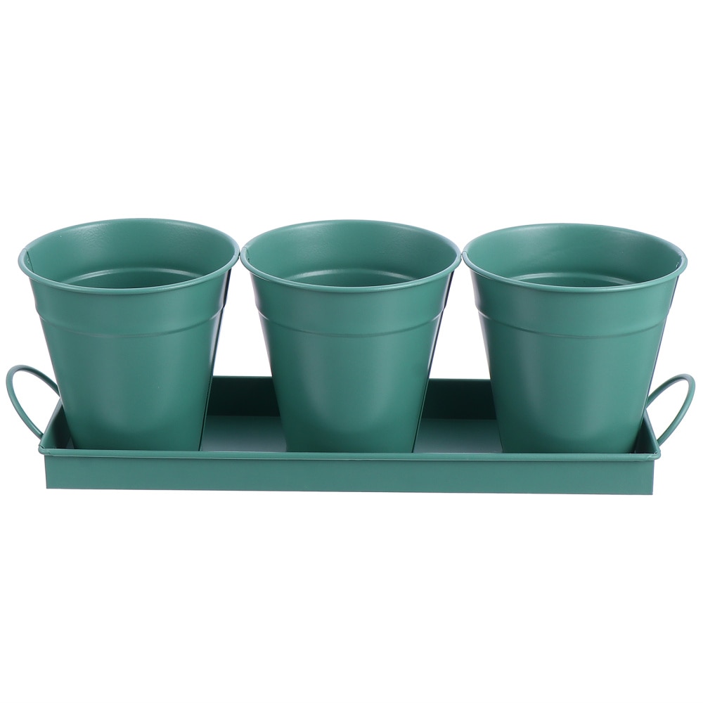3pcs Garden Planters Flower Pot with 1pc Tray Herbs Succulents Utensil Holder
