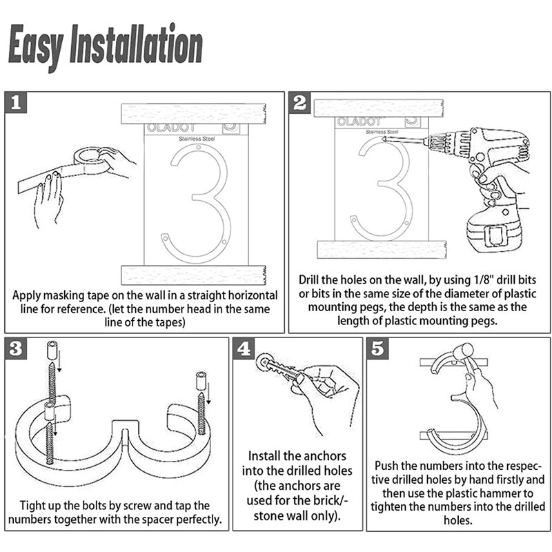 Stainless Steel Floating House Numbers, Metal House Numbers For Outside Modern, Garden Door Mailbox Decor Numbers