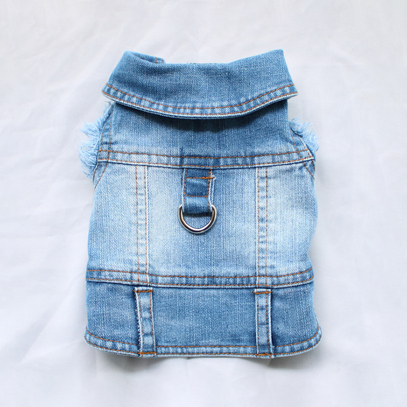 Summer Dog Denim Vest For Small Medium Dogs Puppy Shirt Cat Jeans Vest Harness Pet Clothes Walking Chest Strap with D-Ring: XS / WHITE