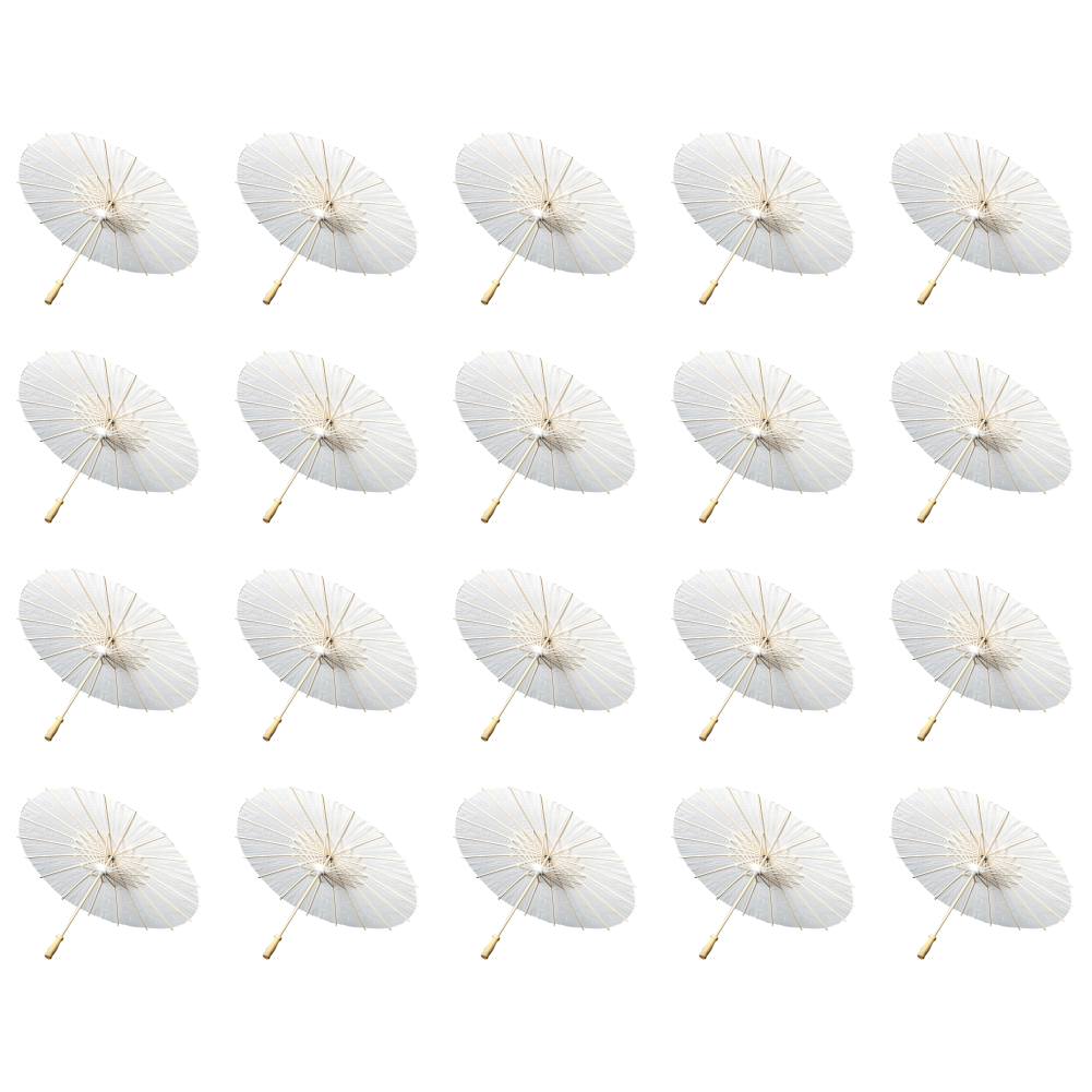 30-1PCS Wit Papier Parasol Paraplu DIY Foto Cosplay Prop Bamboe Paraplu Voor Bruiloft Zomer Strand Decor