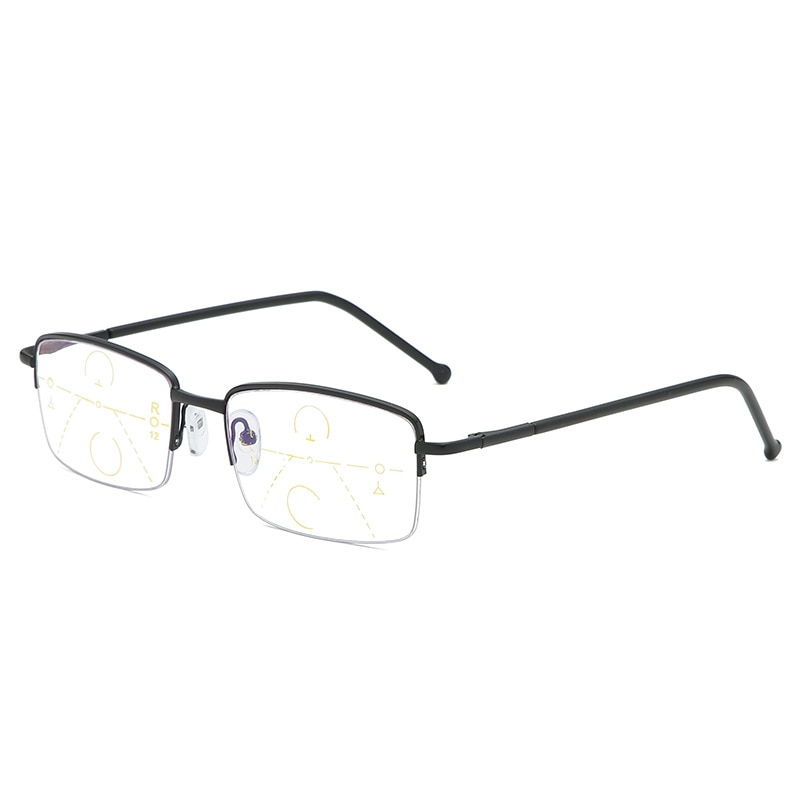Mænd multifokale læsebriller progressive bifokale nær langt anti blue ray presbyopiske briller forstørrelsesglas kvinder sorte gafas: +100 / Sort