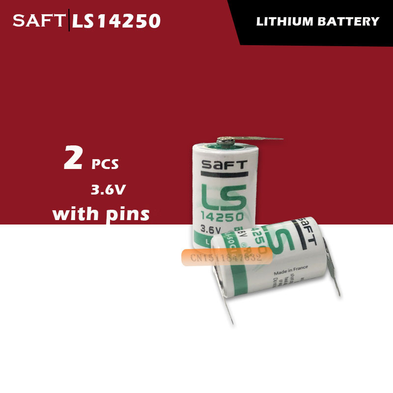 2 Stks/partij Originele Saft Ls 14250 LS14250 1/2 Aa 1/2AA 3.6V 1250 Mah Plc Lithium Batterij met Pins