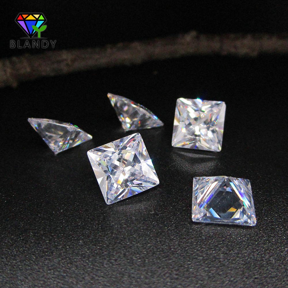 50pcs/lot 1.5*1.5mm~5*5mm Loose CZ Stone Square Cut 5A Grade White Cubic Zirconia Stone Synthetic Gems For Jewelry