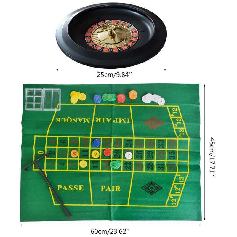 10 inch Roulette Game Set with Table Cloth Poker Chips for Bar Party Borad Game 53CD