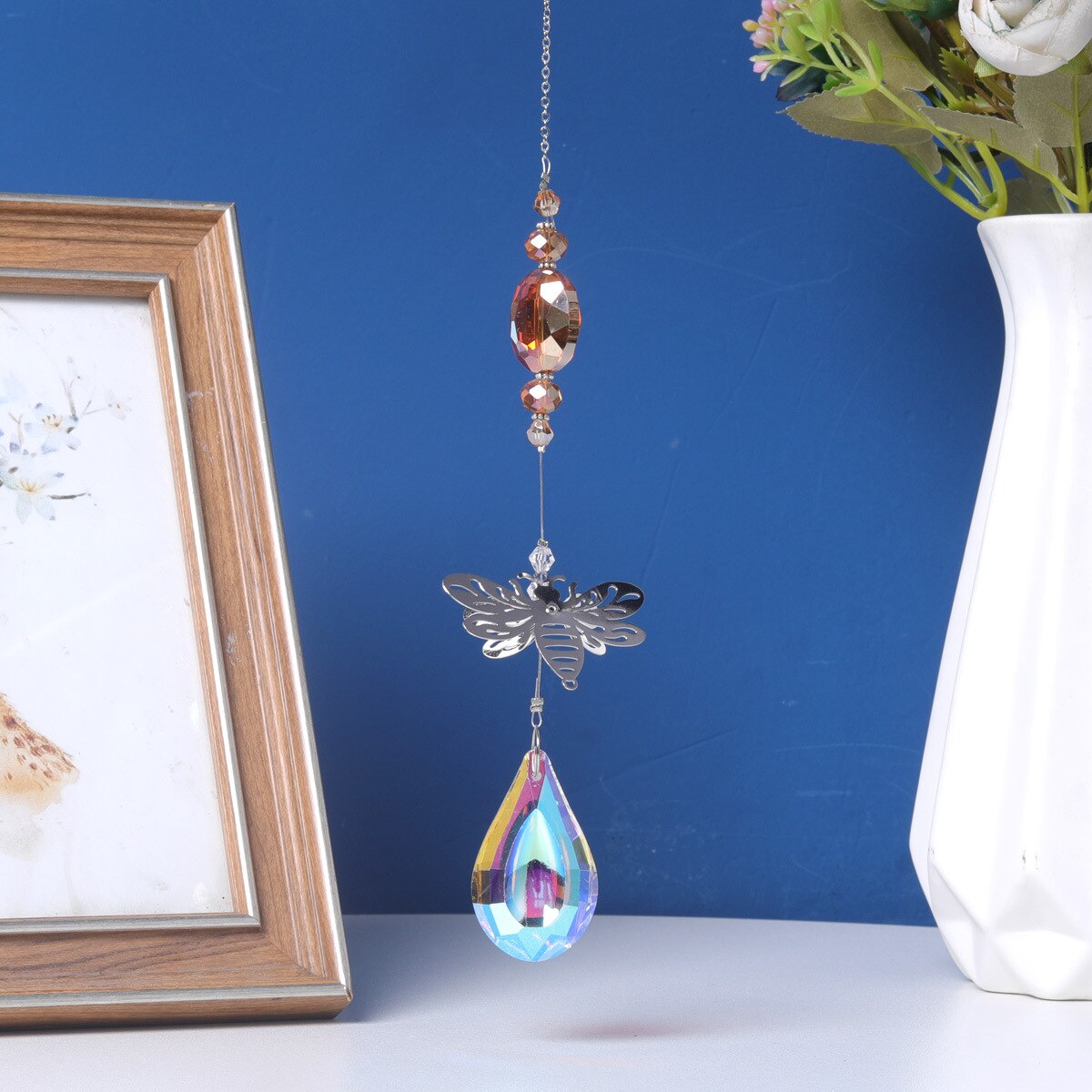 Bienen-kristall-sonnenfänger-anhänger, regenbogenprisma-Generator, sonnenlichtfänger, glas-hängeornament, fenster-, gartendekoration