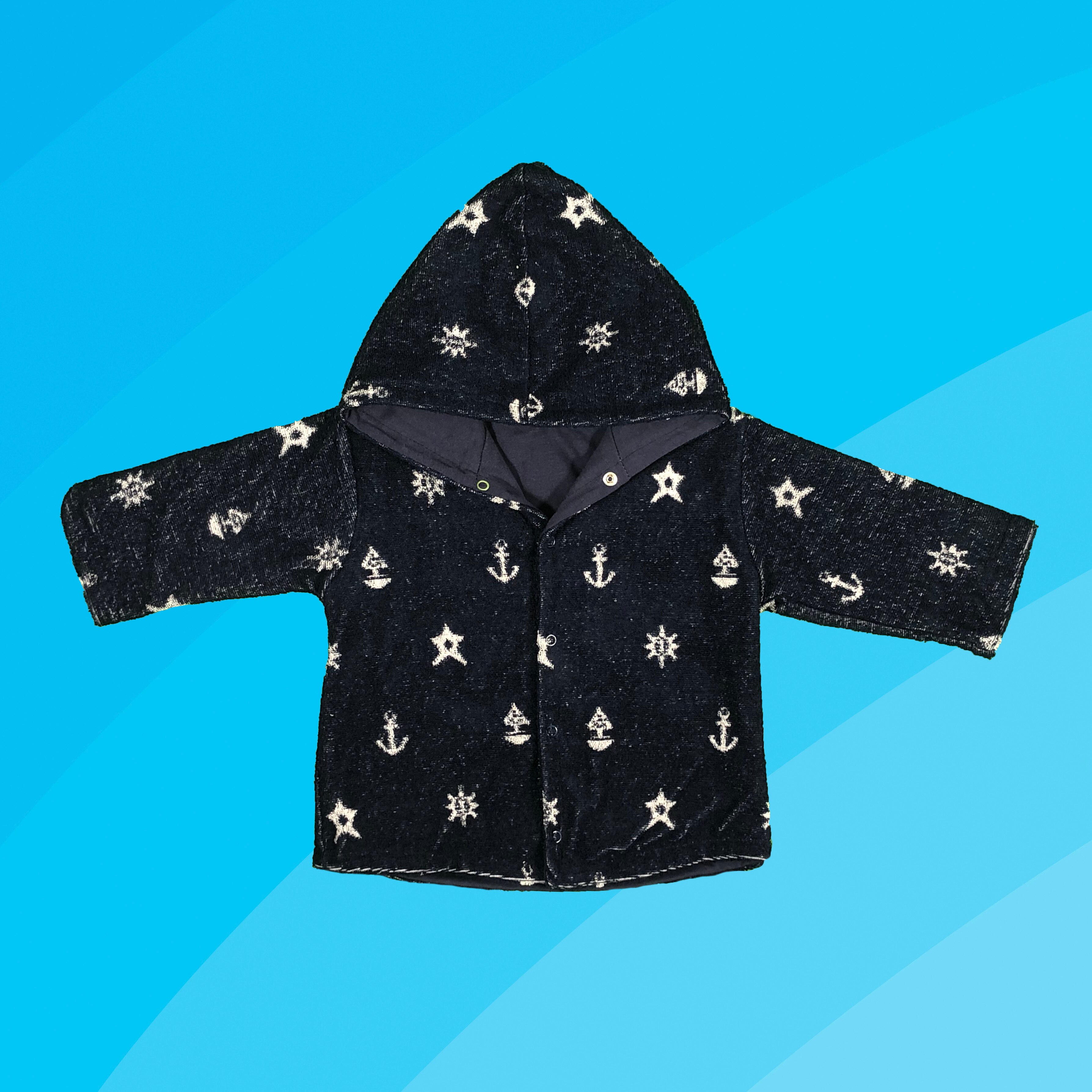 Baumwolle mit kapuze gemischt aufbringen warme jacke 0-3m / 3-6m / 6-9 monate alten jungen mädchen Baby freundlicher oberbekleidung: Marine Blau / 6m