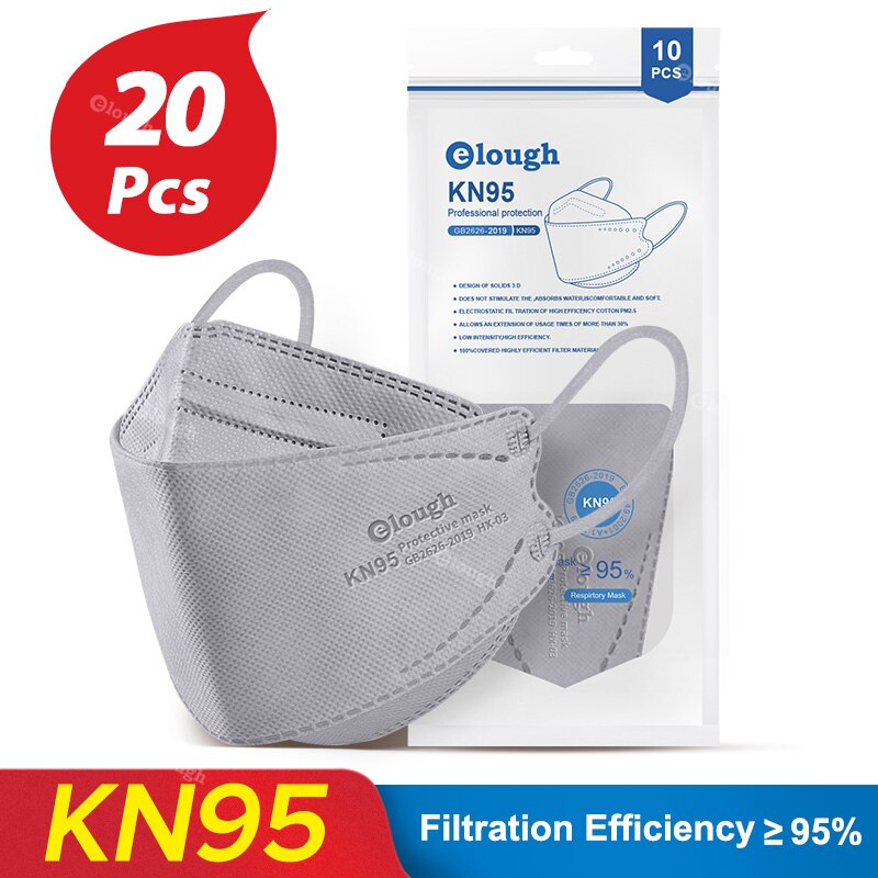 Elough – masque de protection respiratoire FFP2/KN95, lot de 10 à 100 pièces, approuvé par l&#39;espagne: 20PCS-Gray purple