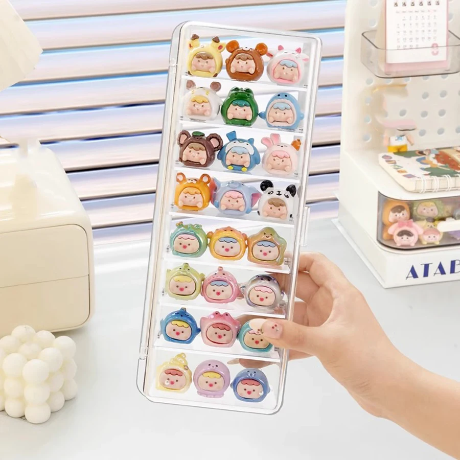 A Multi-layer Dust-proof Storage Box with A Cute Little Display Box Transparent with Lid Dividers Are Adjustable 8 Layers
