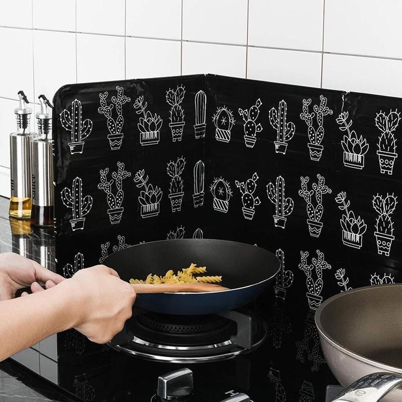 Aluminum Foldable Splatter screen Kitchen Tool Grease Pan Protection Oil Plate board guard Frying Gas splash Splash Stove B V0H3