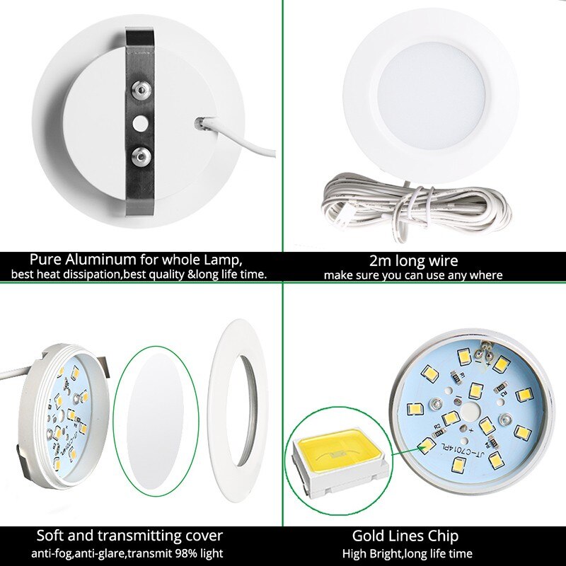 3W 12V Led Verzonken Neer Licht Auto Interieur Verlichting Interieur Dak Plafond Licht Kast Lamp Voor Camper Rv trailer Boot Van