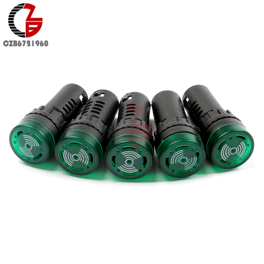 Buzzer d'alarme Flash LED 12V 24V 110V 220V lumière LED, voyant lumineux d'avertissement, rouge vert jaune, AD16-22SM