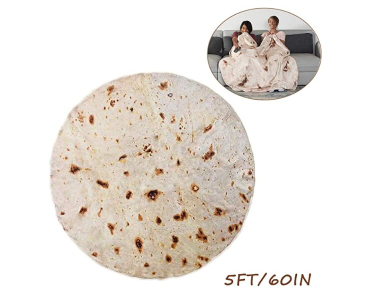 Burrito zawinąć nowość koc na łóźko sofa doskonale kreatywny prezent okrągły Tortilla piknik w domu dla dzieci nadające się robić noszenia mata ciepły miękki szal: Tortilla / 152cm