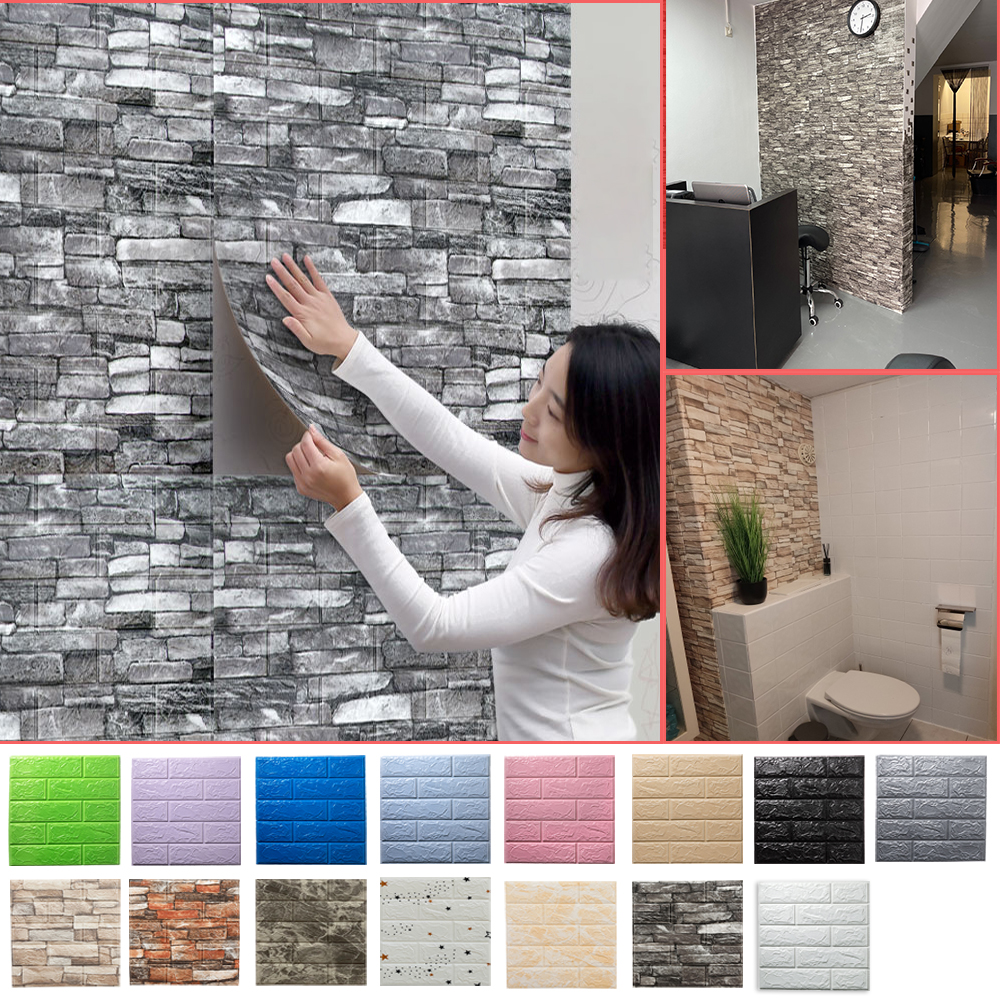 Foam 3D Wall Stickers Self Adhesive Wallpaper Panels Home Decor Living Room Bedroom House Decoration Bathroom Brick Wall Sticker