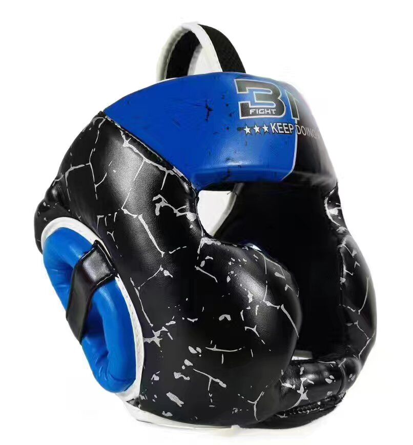 6-10 Years Old Kids Muay Thai Boxing Helmet Kick Boxing Taekwondo Karate Training Children Equipment Boxing Head Guard: Blue