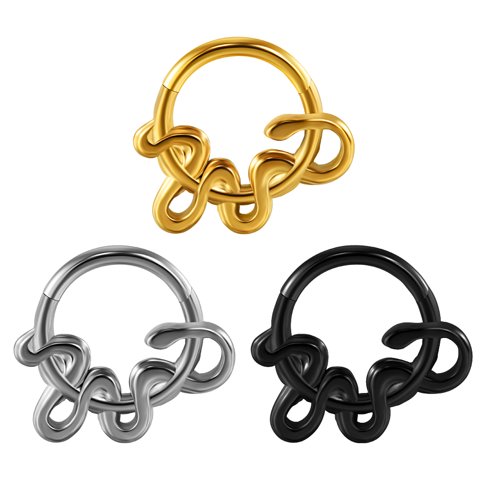 1/3 stk. sæt måne vanddråbe slange septum piercing clicker blomst næseringe 16g segment brusk daith hoop øreringe smykker: Rød / Lysegul farve
