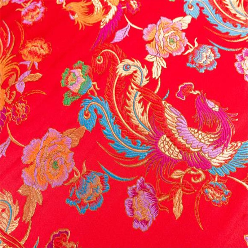 75x100cm The Male Phoenix Pursui Jacquard Pattern Brocade Polyester Fabric for Women Cheongsam: Default Title