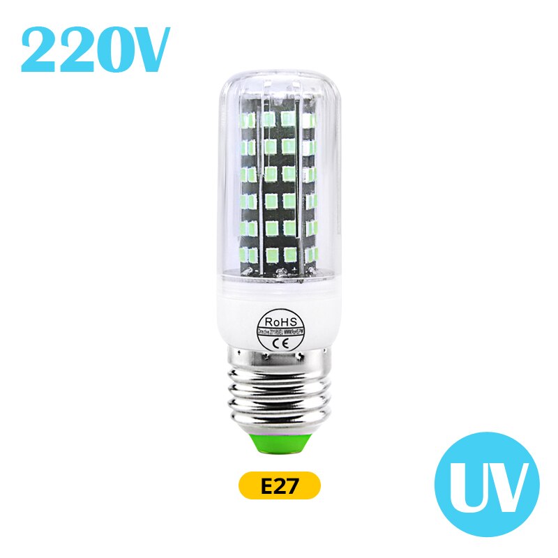 UVC Quartz Lamp E27 Ampoule LED E27 Quartz Lamp Ozone UV Sterilizer Light UV Sterilization Light Germicidal Disinfection Bulb: 112 LED UV 220V