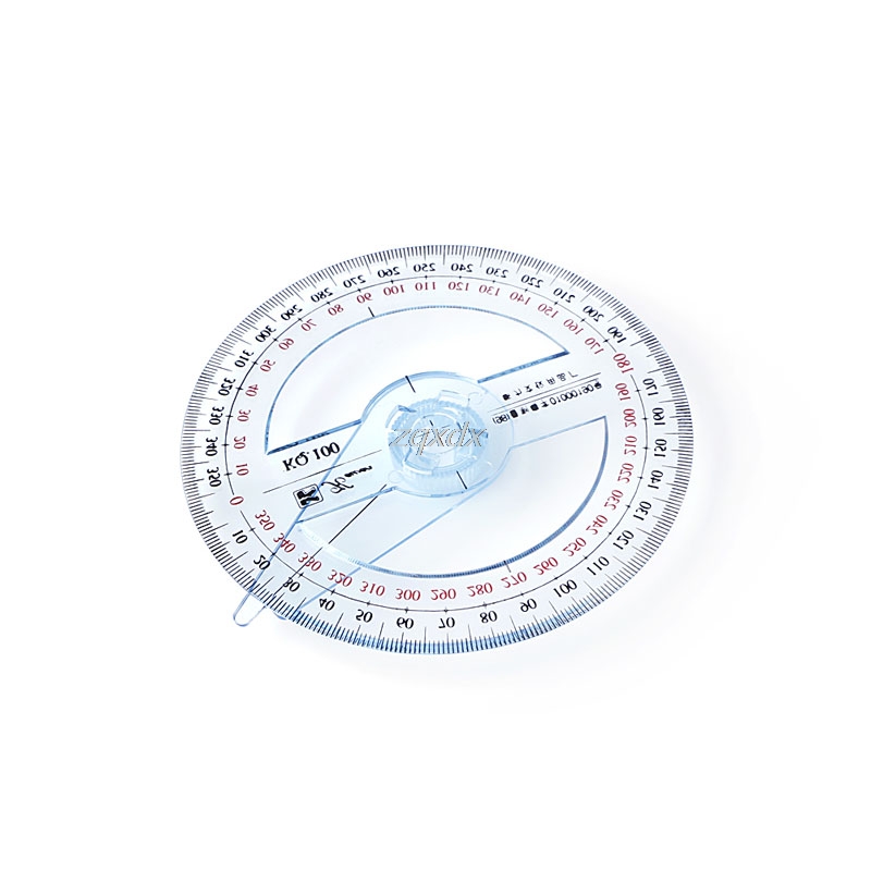 Plastic 360 Degree Protractor Ruler Angle Finder Swing Arm School Office