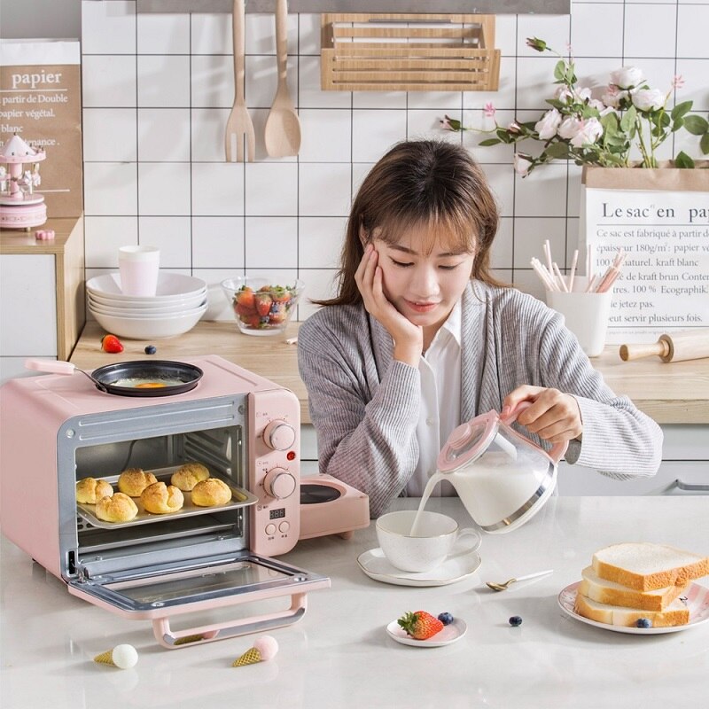 Multifunktions Frühstück Maschine Mini Elektrische Haushalts Backofen Kuchen Backen Braten Pfanne Warme Trinken Topf Toaster