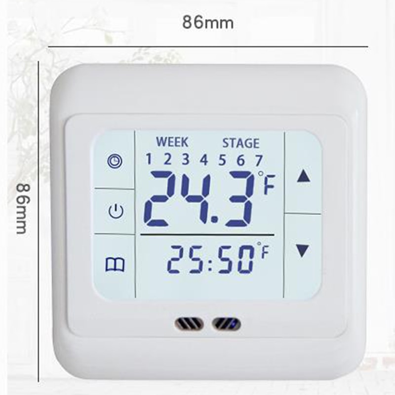 Hvid digital gulvtermostat touchskærm  ac 220v gulvvarme rumtermostat til boligvarmesystem temperaturregulator