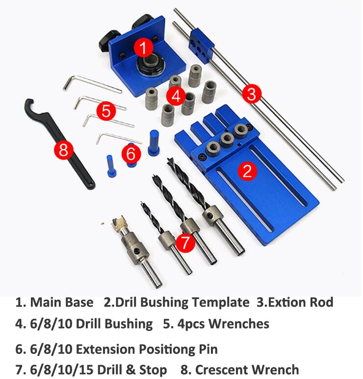 Woodworking Tool DIY Hand Tools Drilling Guide Kit Woodworking Tool 3 in 1 Drilling Locator Drilling Guide Kit