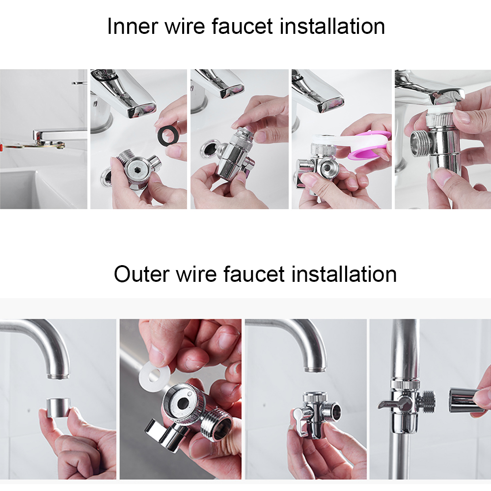 Kitchen Faucet Extender Bathroom Basin Tap Aerator with Diverter Valve 3 Modes Shower Head Faucet Attachment External Shower Set