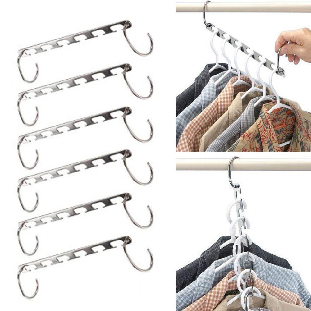 2/4/6/8/10pcs Stainless Steel Clothes Hanger Closet Organizer Space Saving Multi-port Clothing Rack Scarf Hangers for Clothes