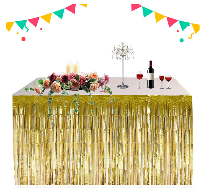 Polterabend baggrund gardiner glitter guld tinsel frynser folie gardin fødselsdag bryllup dekoration voksen jubilæum indretning