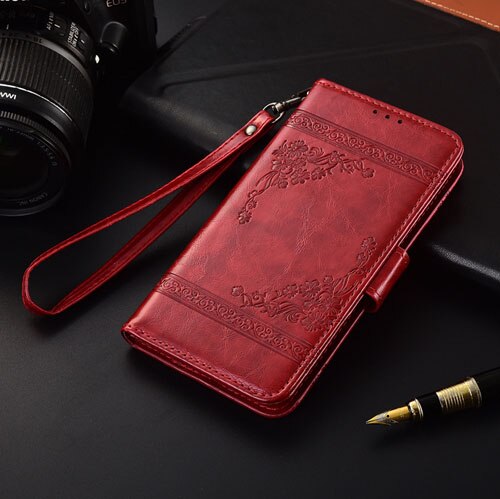 For Samsung J3 J330 SM-J330F Wallet Leather Case For On Samsung Galaxy J3 Cover For Samsung J330 J32017 J 330 Capa: oil-Red