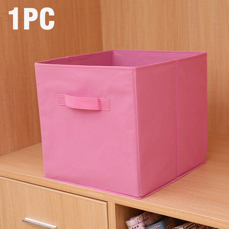 Foldable Fabric Storage box Cube Bins Cloth Organizer storage Baskets Folding Nursery Closet Drawer Features Dual Handles: Yellow