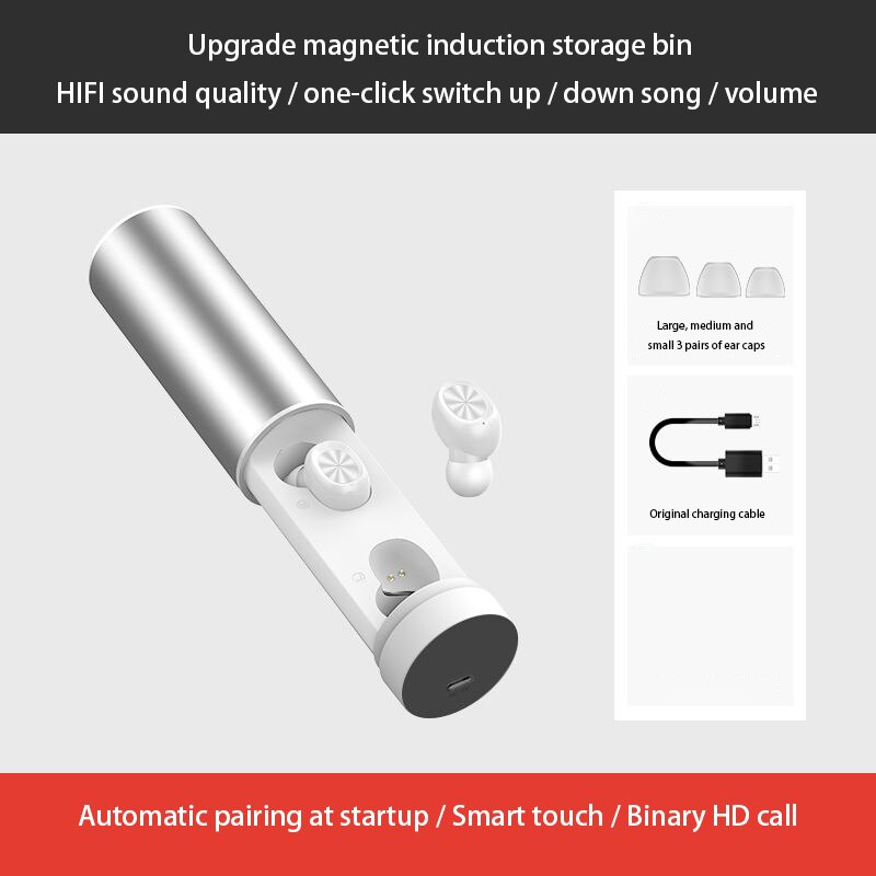 Wireless bluetooth Earphones mini ultra small driving sports ear type oppo for apple vivo Huawei universal earplugs: Flagship silver