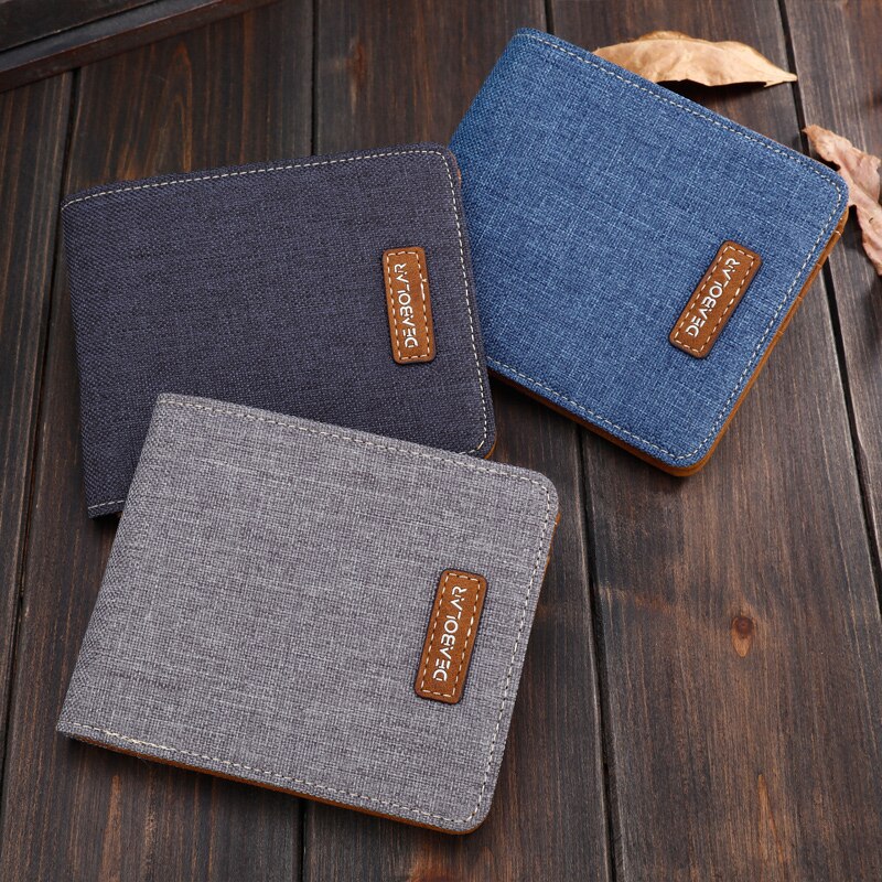 Men's Short Wallet Student Casual Canvas Wallet Horizontal Ultra-thin Simple Purse Multi-card Credit Card Holder Male Purses Bag