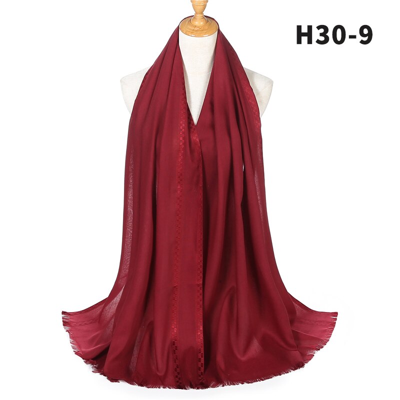 Vrouwen Katoen Hijab Moslim Hoofd Sjaals Effen Foulard Pashmina Sjaals En Wraps Islamitische Sjaal Hoofdband Femme Sjaals: 9-win red