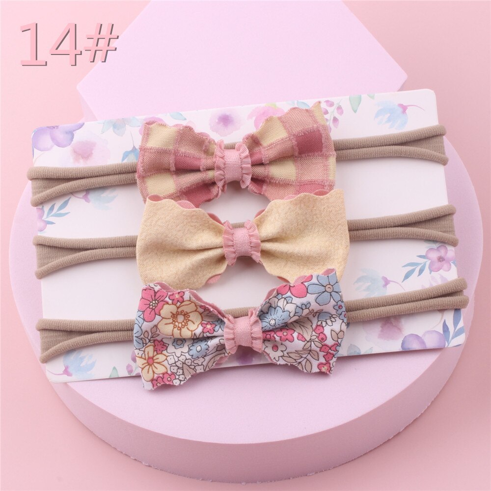 3 unids/set nuevos niños bebé niña arco elástico banda pelo bebé de un año de edad venda del bebé diadema para foto: 14