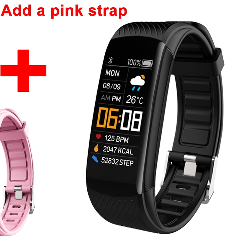 Braccialetto intelligente Vigilanza di Frequenza Cardiaca Monitor di Pressione Sanguigna Intelligente Banda Inseguitore di Fitness Braccialetto Chycet C5S Twitter Promemoria Delle Donne Degli Uomini: Add a pink strap