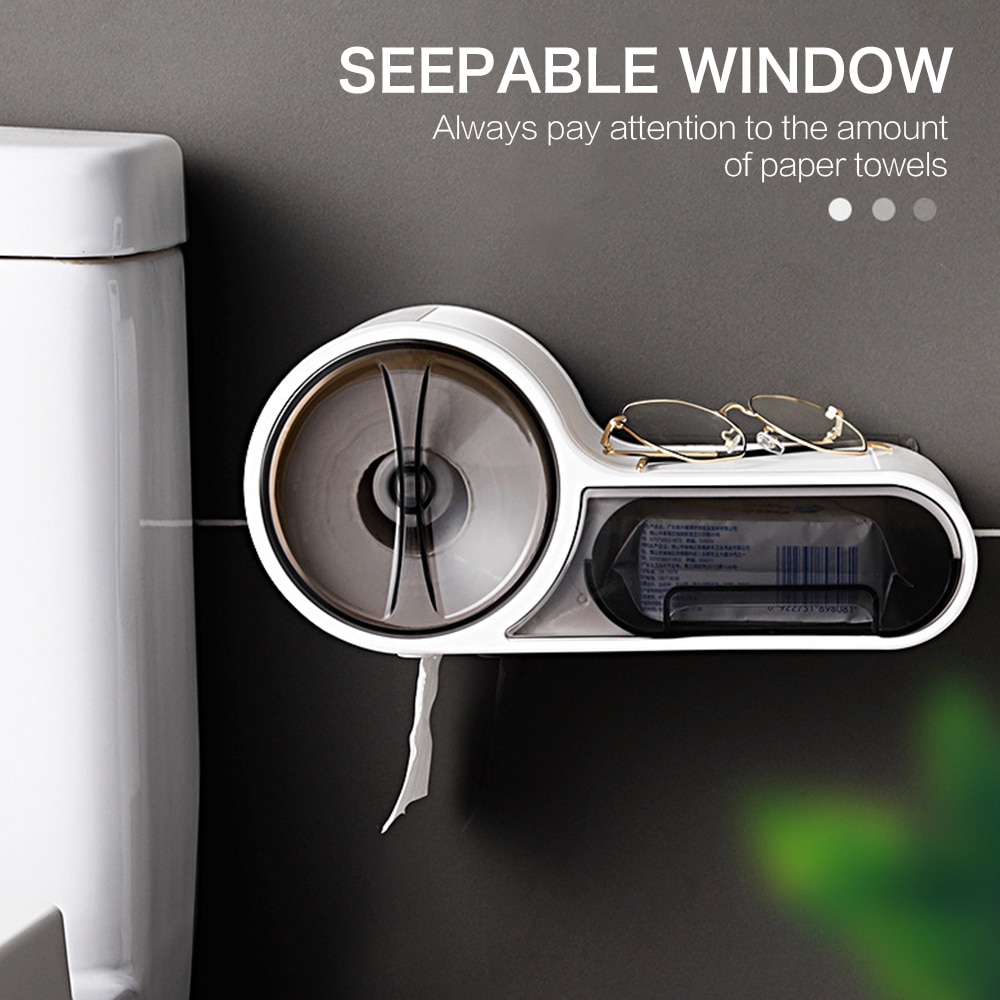 Badkamer Toiletrolhouder Tissue Doos Plastic Wc Dispenser Wall Mounted Roll Papier Opbergdoos Gratis Ponsen
