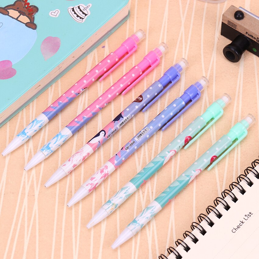 Kawaii tecknad plast mekanisk penna härlig mustasch 0.7mm hb automatisk penna för barn skrivande skolmaterial
