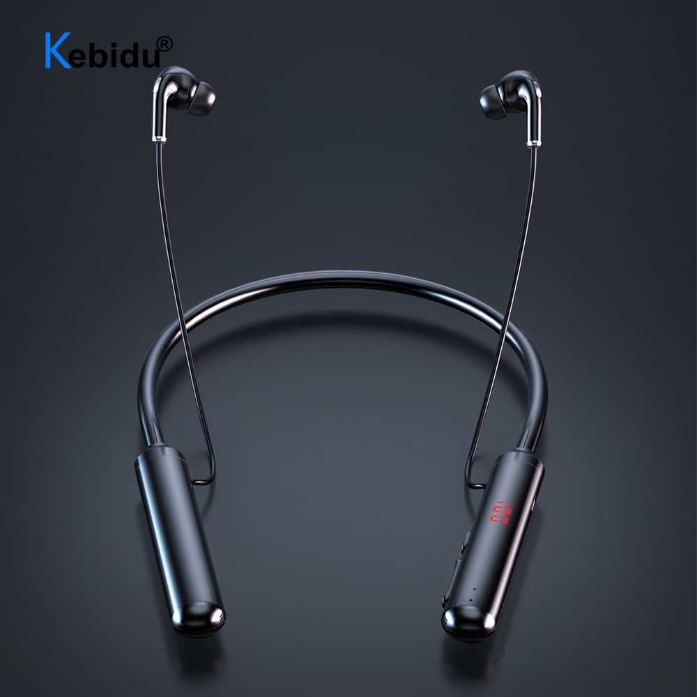 60 Hours Endurance Bluetooth Headphones Stereo Bass Wireless Headphone Neckband Power LED Display Headset TF Card Magnet