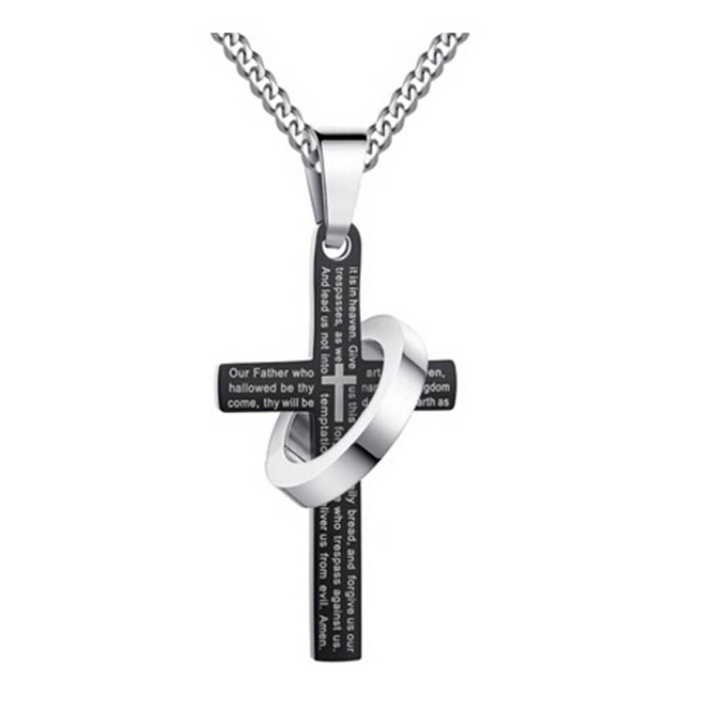 Rvs Cross Heer En Halo Ring Hanger Statement Ketting Voor Vrouwen Meisjes